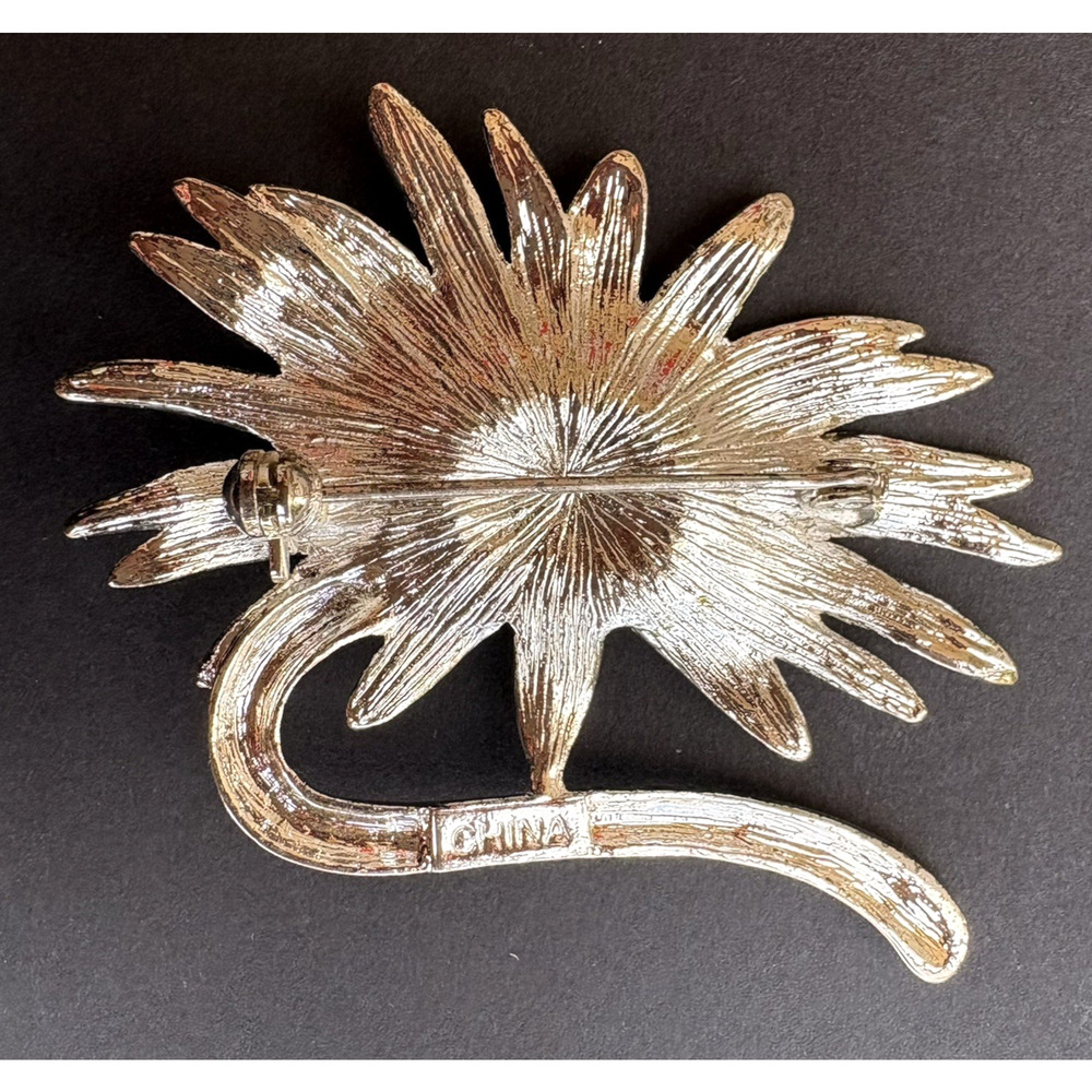 Vintage‎ Creative Memories Sunflower Silver Tone Blue Rhinestone Brooch Floral - Picture 4 of 5